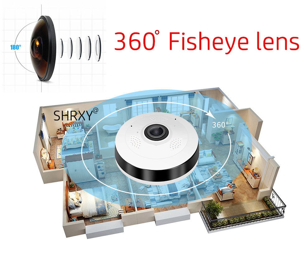 Ασύρματη Κάμερα Οροφής IP Wifi με Ευρυγώνιο Φακό Fish Eye HD 920p Πανοραμικής Θέασης, Αισθητήρα Κίνησης, Ειδοποιήσεις, Baby Monitor Μικρόφωνο & Ηχείο